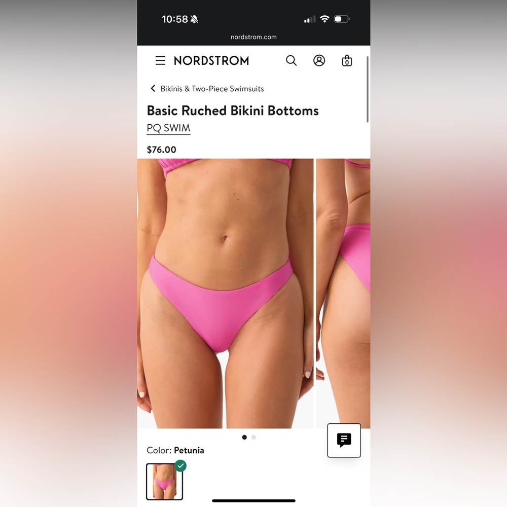 NWT - PQ Swim Basic Ruched Bottom Full 
Color : Petunia